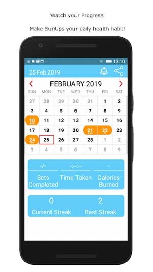 Tính năng Calendar giúp theo dõi quá trình luyện tập của bạn