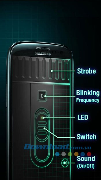 Giao diện của ứng dụng Super Bright LED Flashlight