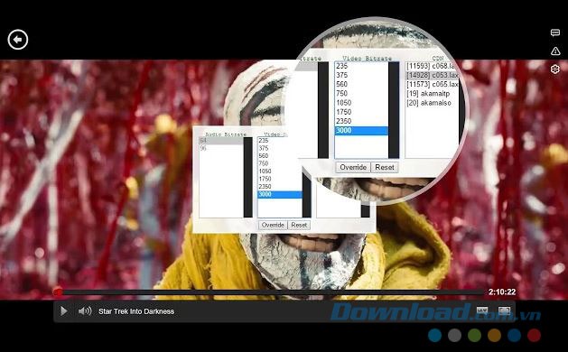 Thay đổi chất lượng video khi xem phim