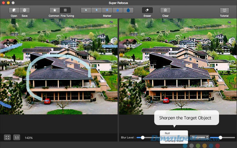 Giao diện ứng dụng Super Refocus cho Mac