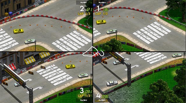 Đua xe cạnh tranh với bạn bè trong chế độ chia màn hình của Super Woden GP 2