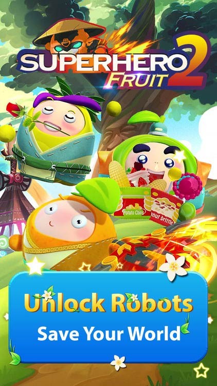 Hãy mở khóa tất cả các robot trái cây và giải cứu thế giới trong Superhero Fruit 2