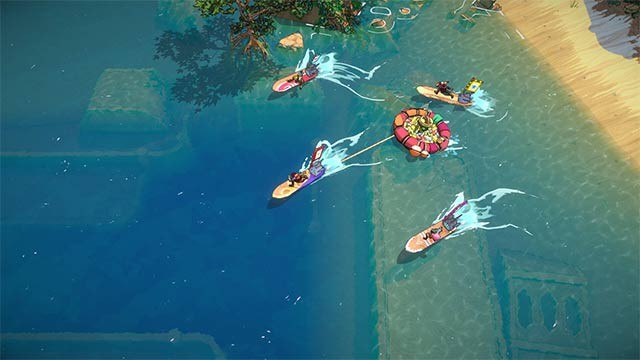 Lập nhóm 4 người và cùng nhau cưỡi sóng để tiếp cận hòn đảo chứa đầy kho báu