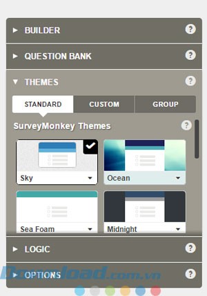 Lựa chọn theme có sẵn