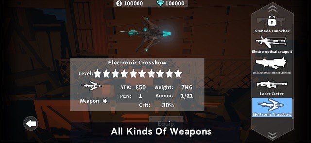 Survivors Of The Zombie World có rất nhiều vũ khí khác nhau để bạn thu thập và sử dụng