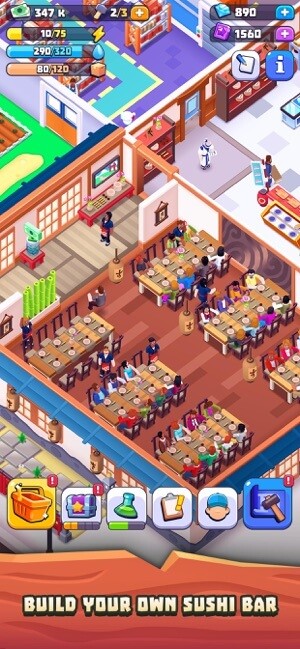 Sushi Empire Tycoon cho bạn xây dựng tiệm sushi của riêng mình