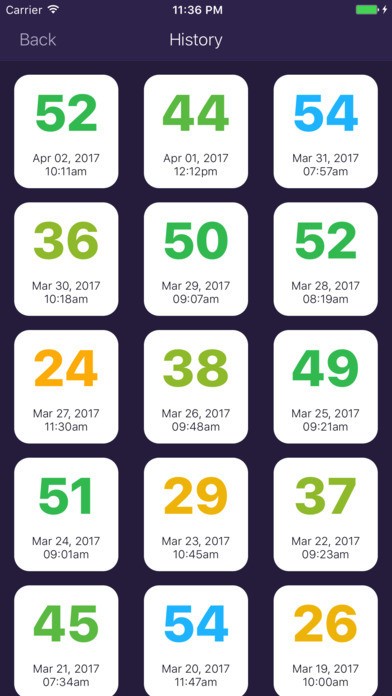 Danh sách các thẻ bài đã tập trên Sweat Deck cho iOS