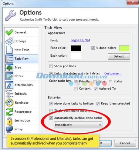 Các lựa chọn cài đặt