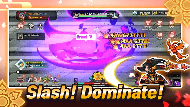 Bạn chiến đấu như một bậc thầy kiếm thuật trong game Sword Legend: Idle Mastery