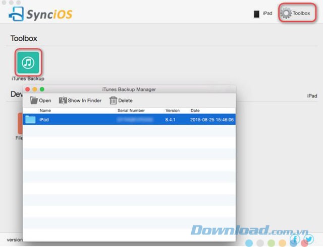Lấy dữ liệu từ iTunes Backup Manager