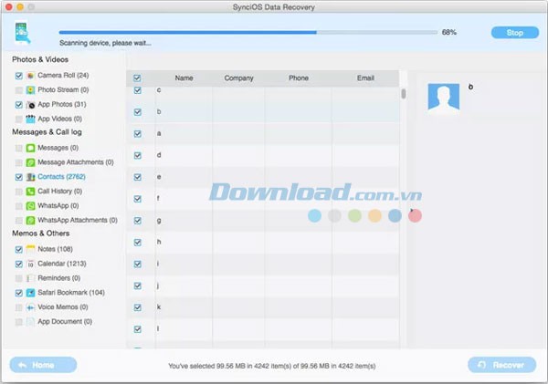 SynciOS Data Recovery cho Mac
