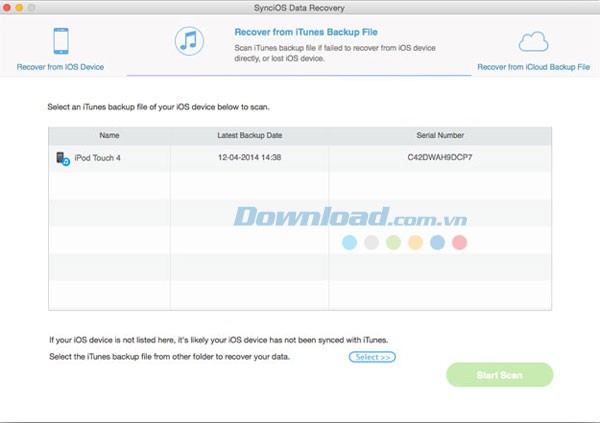 SynciOS Data Recovery cho Mac