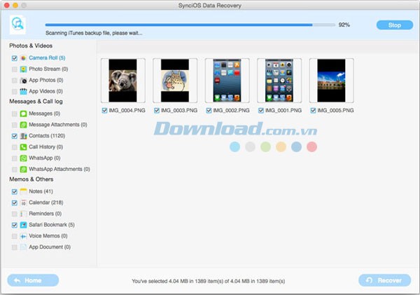 SynciOS Data Recovery cho Mac