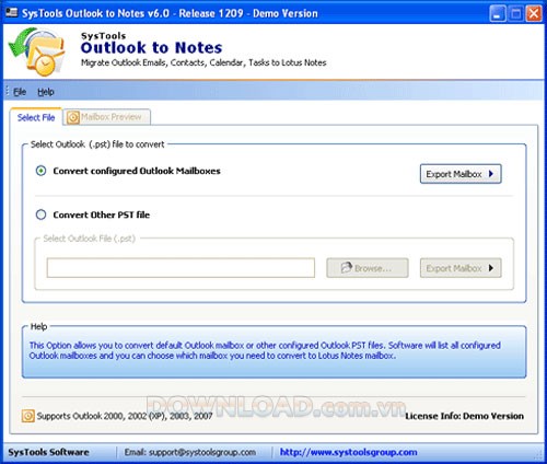 SysTools Outlook to Notes