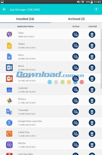 Moduel quản lý ứng dụng của Systweak Android Cleaner