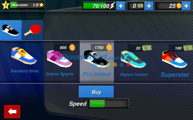 Các loại giầy trong Table Tennis Champion cho Android