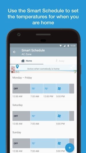 Sử dụng Smart Schedule để thiết lập nhiệt độ khi bạn ở nhà