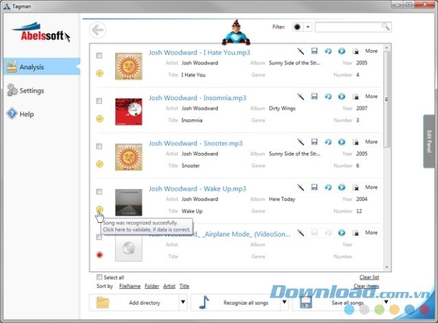 Tagman lấy dữ liệu ca khúc chính xác về máy người dùng