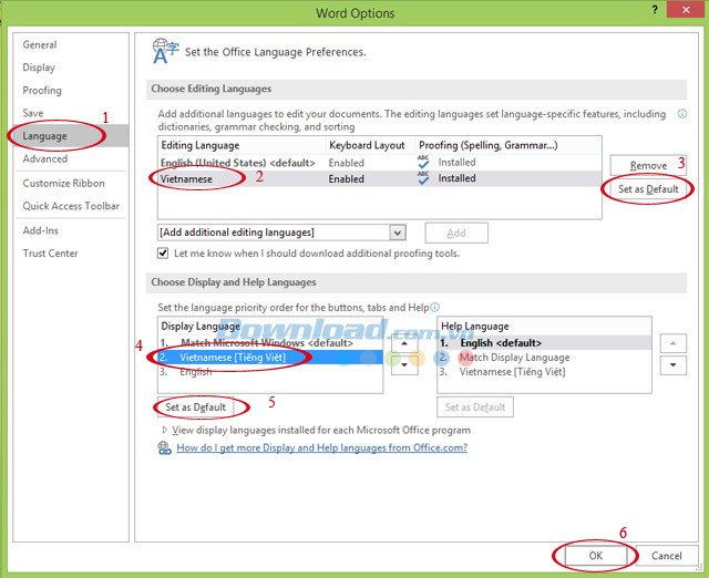 Chọn ngôn ngữ tiếng Việt