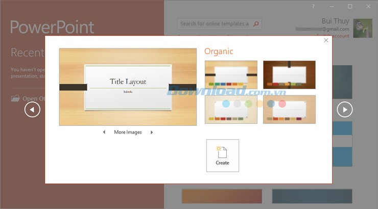 Mẫu slide trong PowerPoint 2016