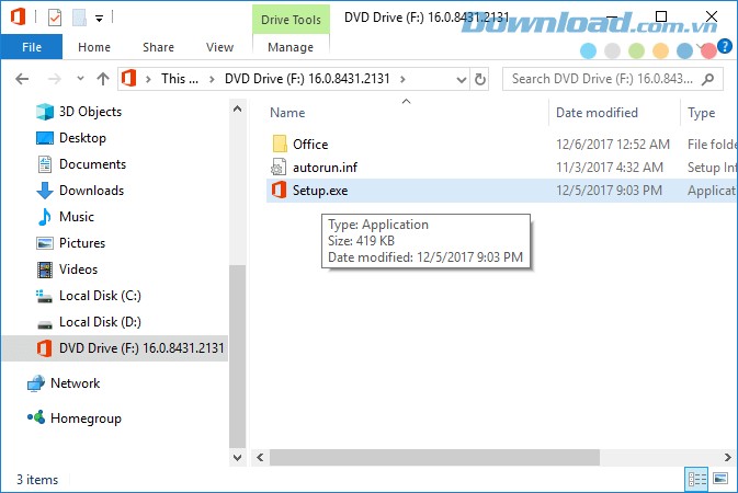 Tiến hành cài đặt Office 2016