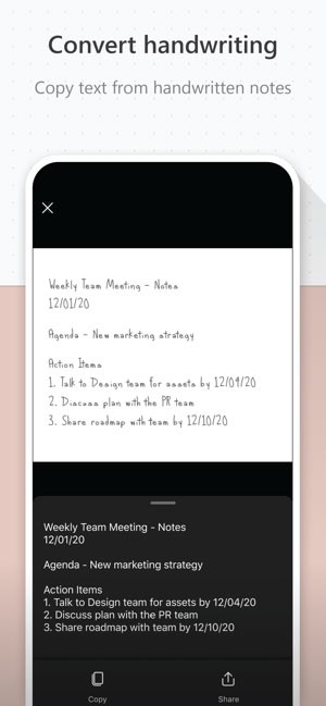 Microsoft Lens hỗ trợ chuyển đổi viết tay sang text