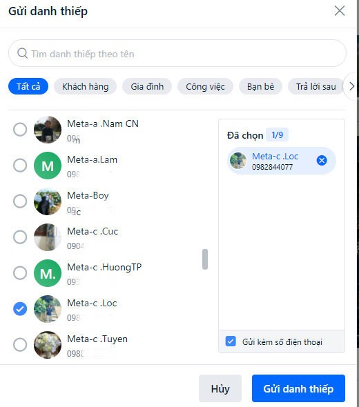 Gửi danh thiệp cho bạn bè - chia sẻ danh bạ