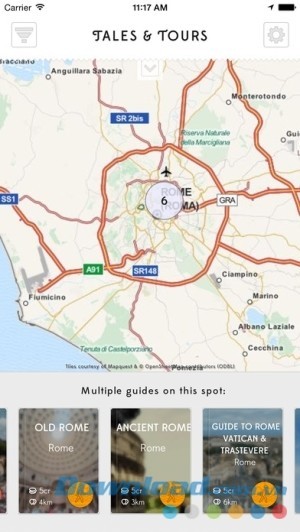 Bản đồ của Tales & Tours cho iOS