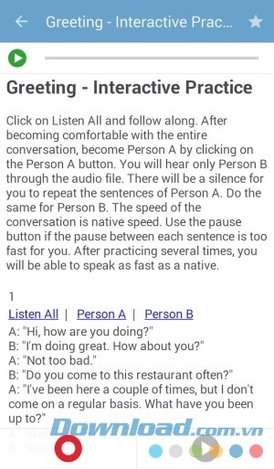 TalkEnglish Offline cho Android có tính tương tác cao
