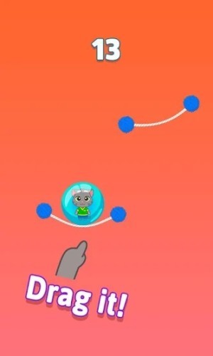 Kéo và giữ ngón tay để bắn mèo Tom lên vị trí cao hơn