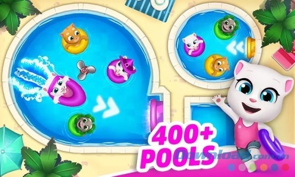 Talking Tom Pool cho Android có hơn 400 hồ bơi