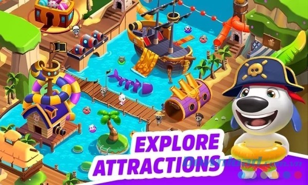 Vô vàn điểm vui chơi hấp dẫn đang chờ người chơi tại Talking Tom Pool cho Android