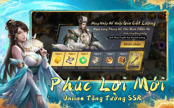 Nhiều phúc lợi hấp dẫn, nhận ngay tướng SSR khi online