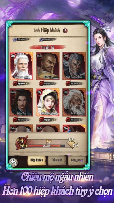 Hơn 100 hiệp khách tùy ý chọn