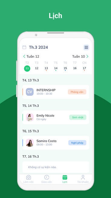 Quản lý lịch làm việc