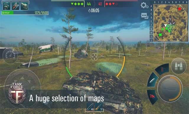 Game Tank Force for Android cung cấp nhiều bản đồ và chiến trường đa dạng
