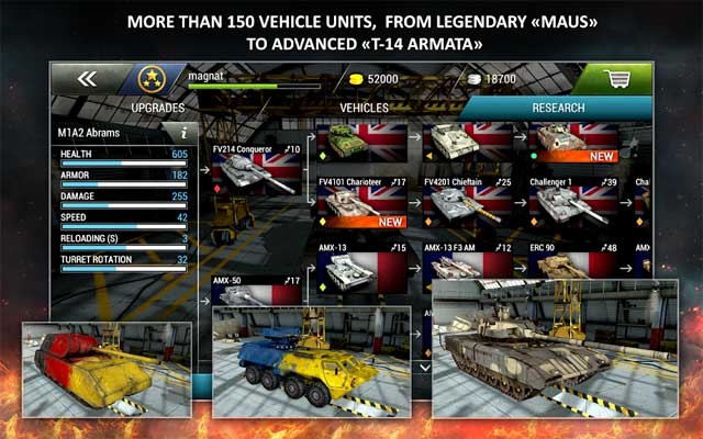 Game cung cấp hơn 150 chiến xa đa dạng, từ Maus huyền thoại đến T-14 Armata cao cấp