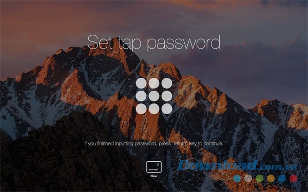 Giao diện cài đặt mật khẩu Tap cho Mac