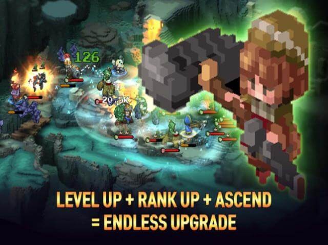 Thăng cấp và cường hóa anh hùng thông qua hệ thống lên cấp trong game