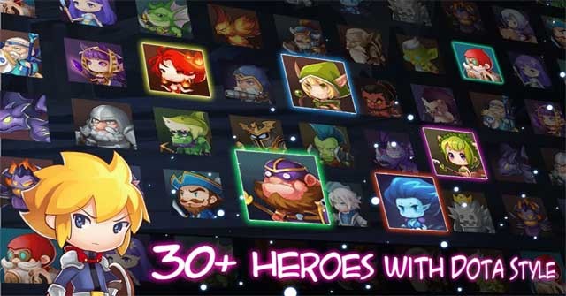 Tap Legend có hơn 30 anh hùng được thiết kế theo phong cách Dota để bạn lựa chọn