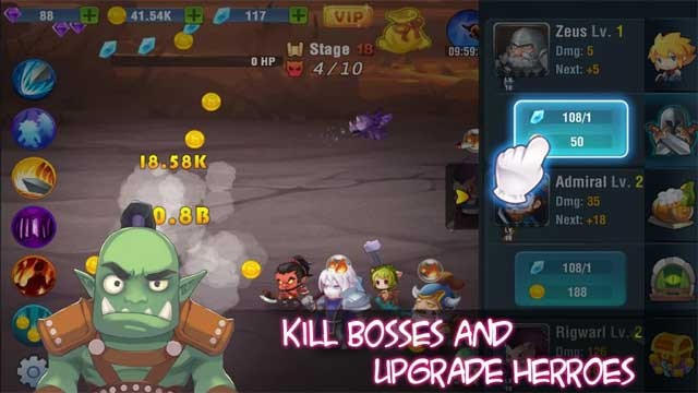 Tiêu diệt boss và nâng cấp sức mạnh cho các chiến binh của bạn