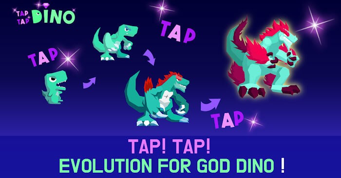 Chạm màn hình để tiến hóa khủng long trong game Tap Tap Dino : Dino Evolution