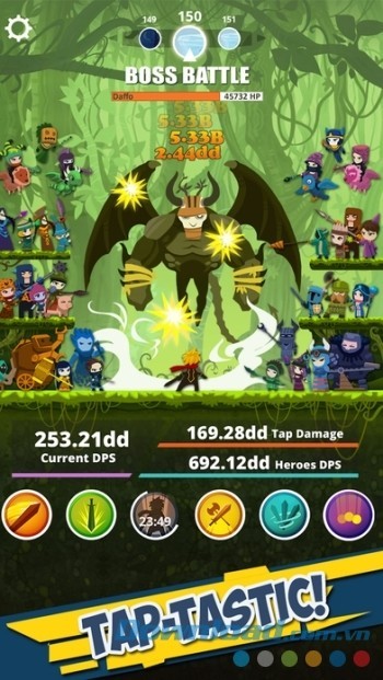 Chạm và chạm để tấn công, tiêu diệt quái vật trong Tap Titans