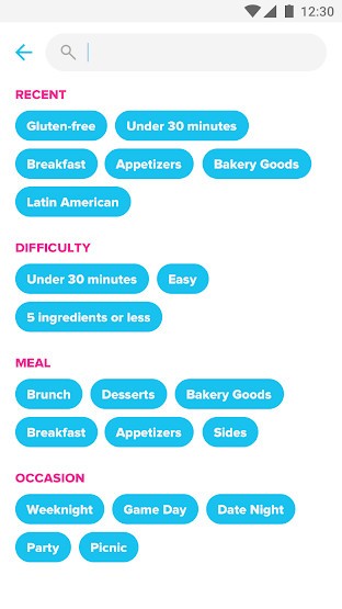 Lọc tìm công thức theo thành phần, thời gian nấu. sự kiện...