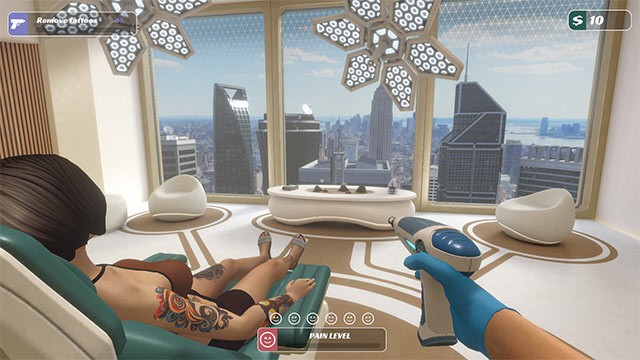 Sử dụng số tiền kiếm được trong Tattoo Removal Simulator để nâng cấp studio xóa hình xăm