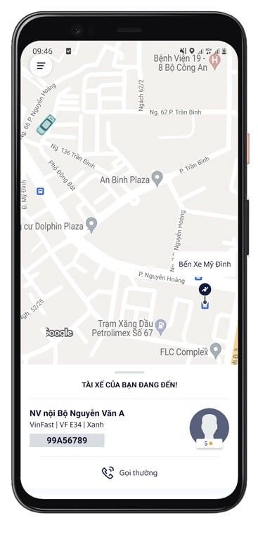 Giao diện chờ tài xế taxi đến
