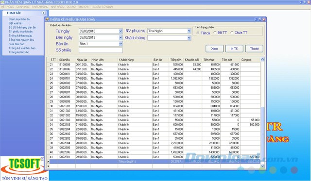 Giao diện chính của TCSoft RTR