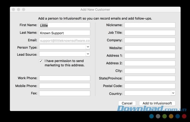 Tealeaves cho Mac hỗ trợ thêm chi tiết thông tin đối tác làm việc mới nhanh chóng