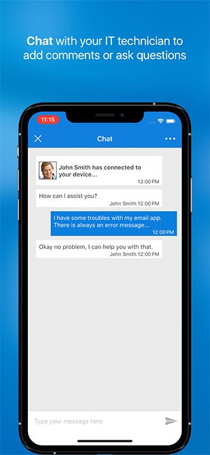 Trò chuyện và đặt câu hỏi dễ dàng trong TeamViewer QuickSupport app