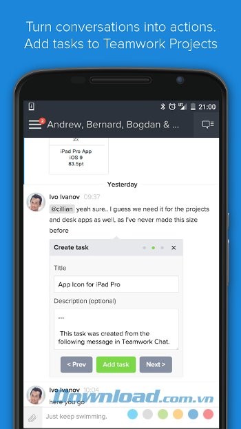 Thêm task dễ dàng vào Teamwork Projects